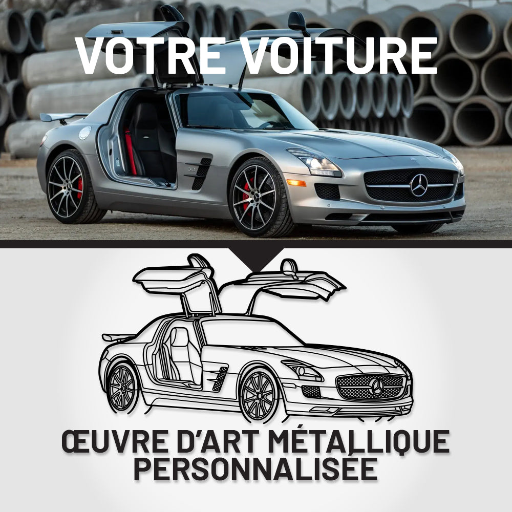 Art Mural Métallique : Silhouette de Voiture Personnalisée