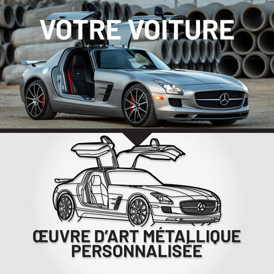 Art Mural Métallique : Silhouette de Voiture Personnalisée