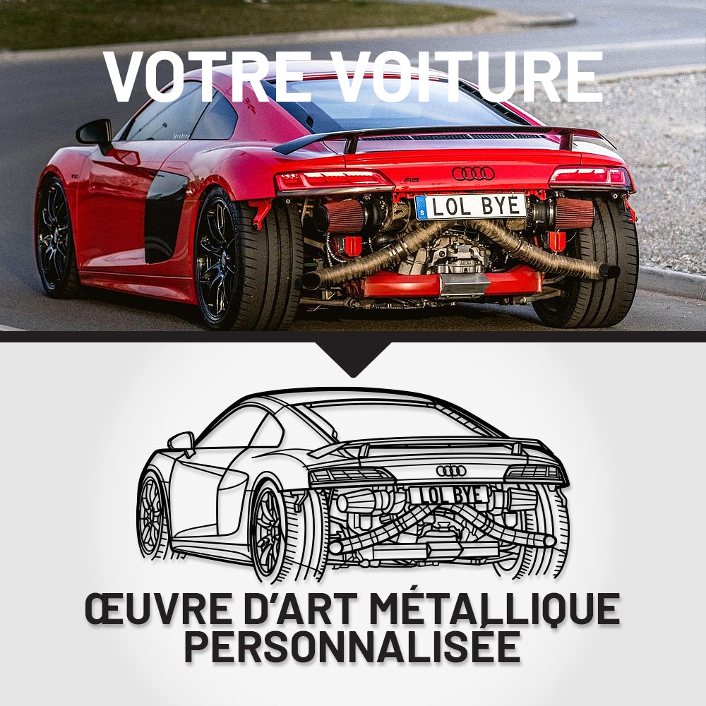 Art Mural Métallique : Silhouette de Voiture Personnalisée