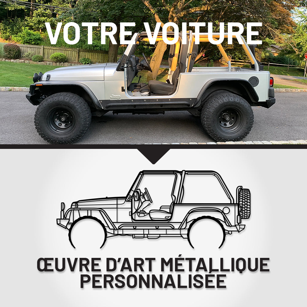 Art Mural Métallique : Silhouette de Voiture Personnalisée