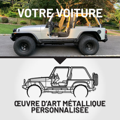 Art Mural Métallique : Silhouette de Voiture Personnalisée