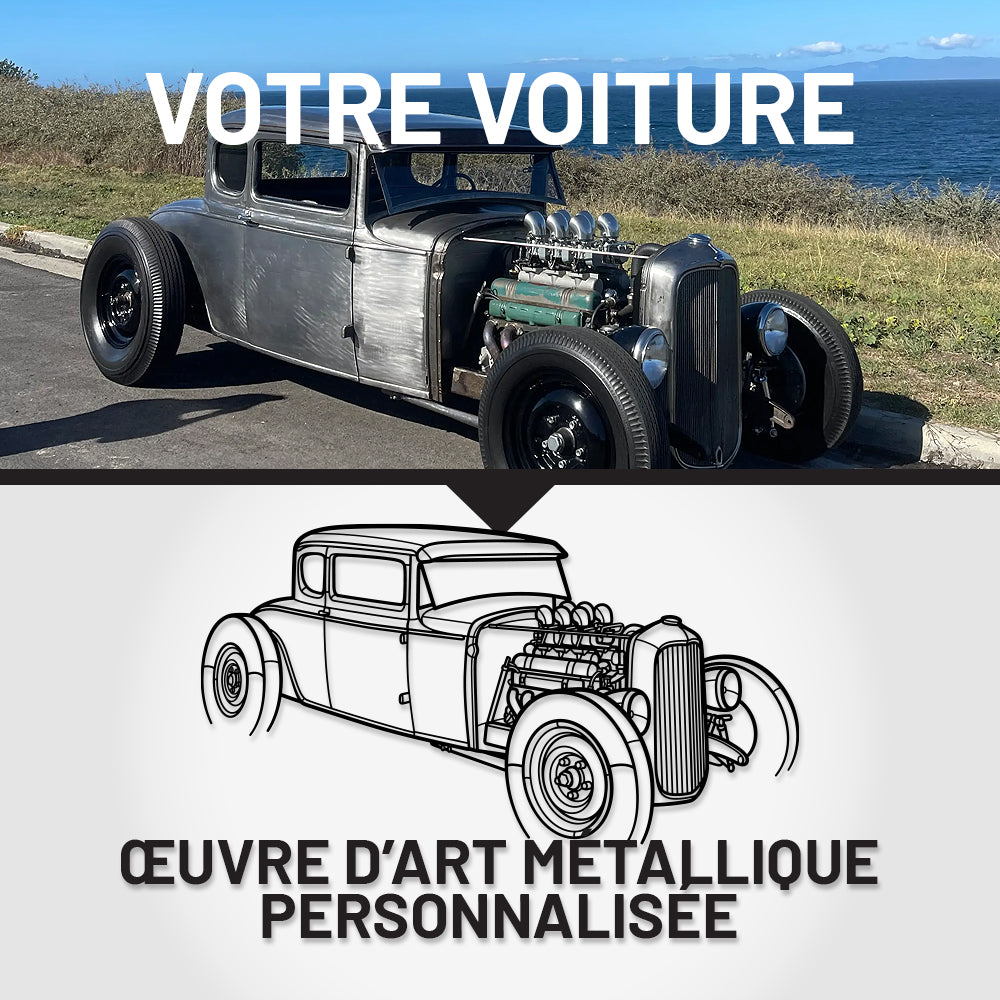 Art Mural Métallique : Silhouette de Voiture Personnalisée