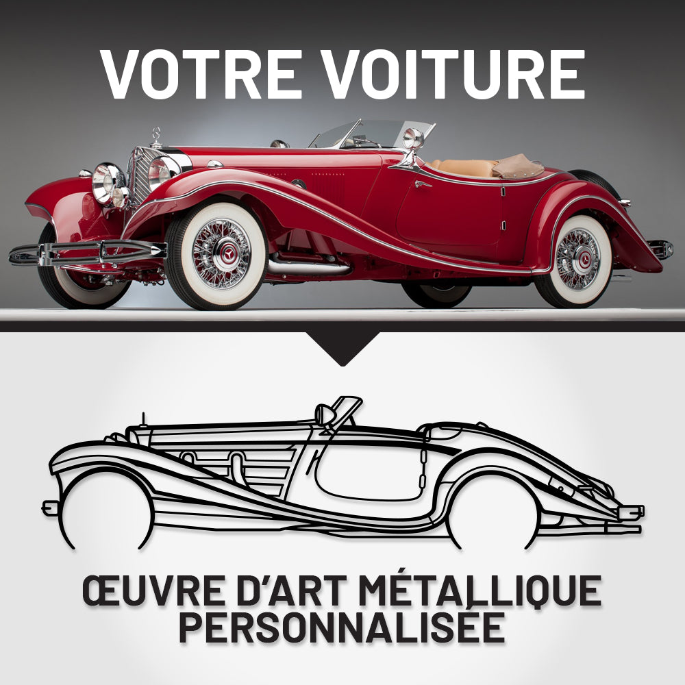 Art Mural Métallique : Silhouette de Voiture Personnalisée