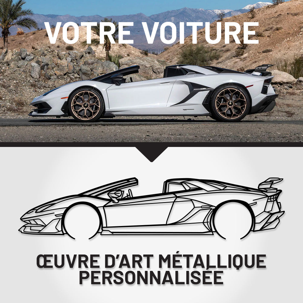 Art Mural Métallique : Silhouette de Voiture Personnalisée