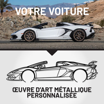 Art Mural Métallique : Silhouette de Voiture Personnalisée