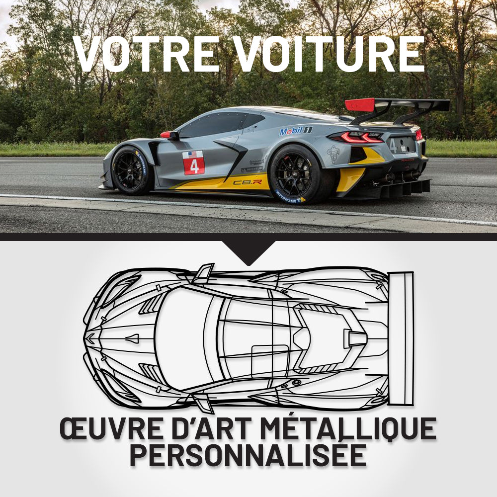 Art Mural Métallique : Silhouette de Voiture Personnalisée