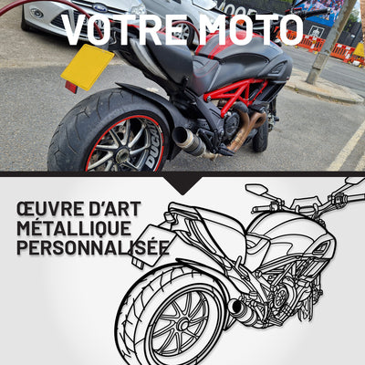 Art Mural Métallique : Silhouette de Moto Personnalisée